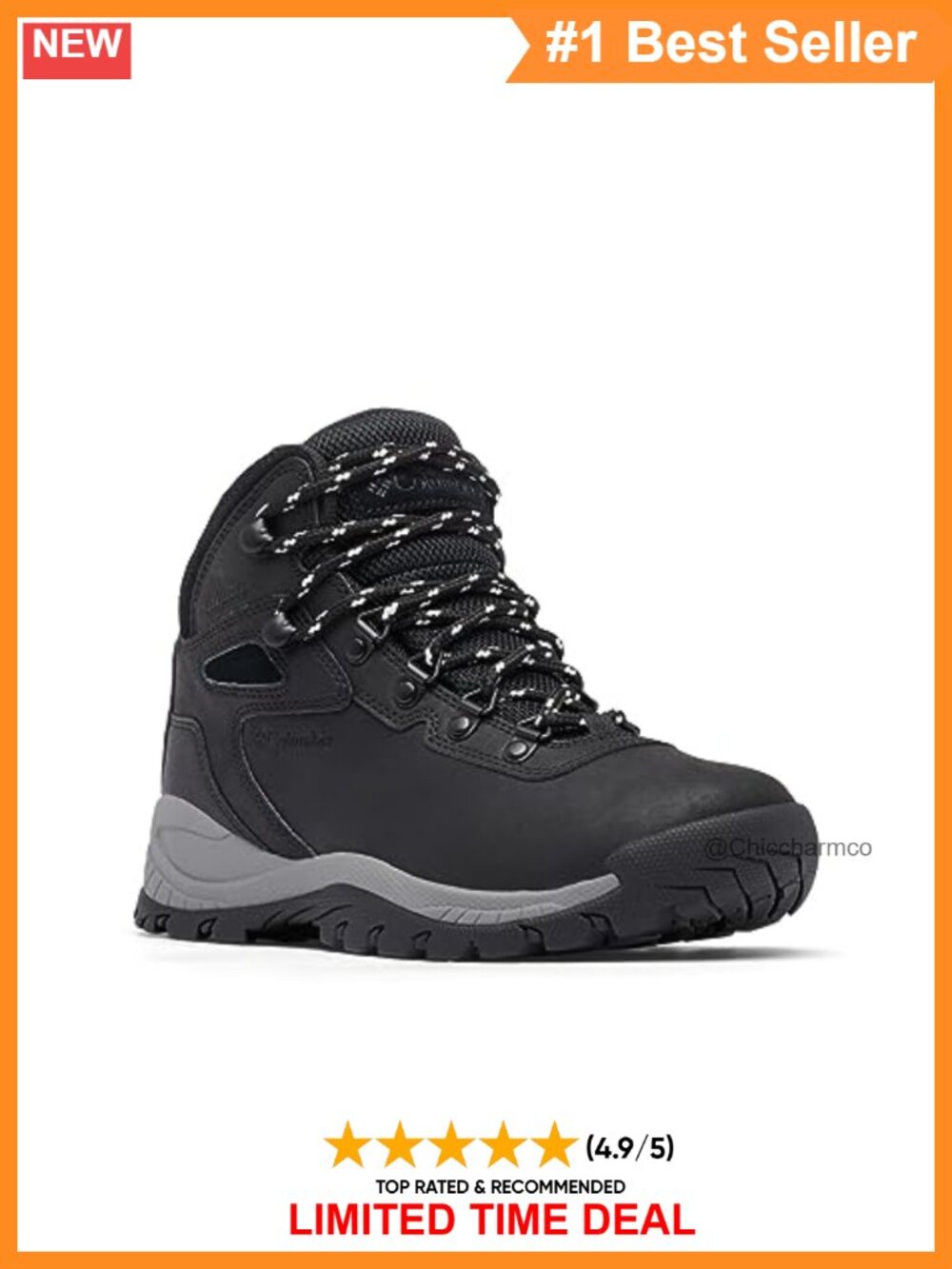 Waterproof Leather Hiking Boots Lace-Up Mid-Top